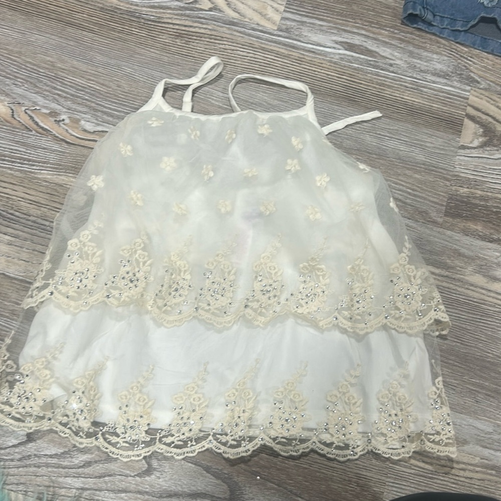 off white top with cream accents